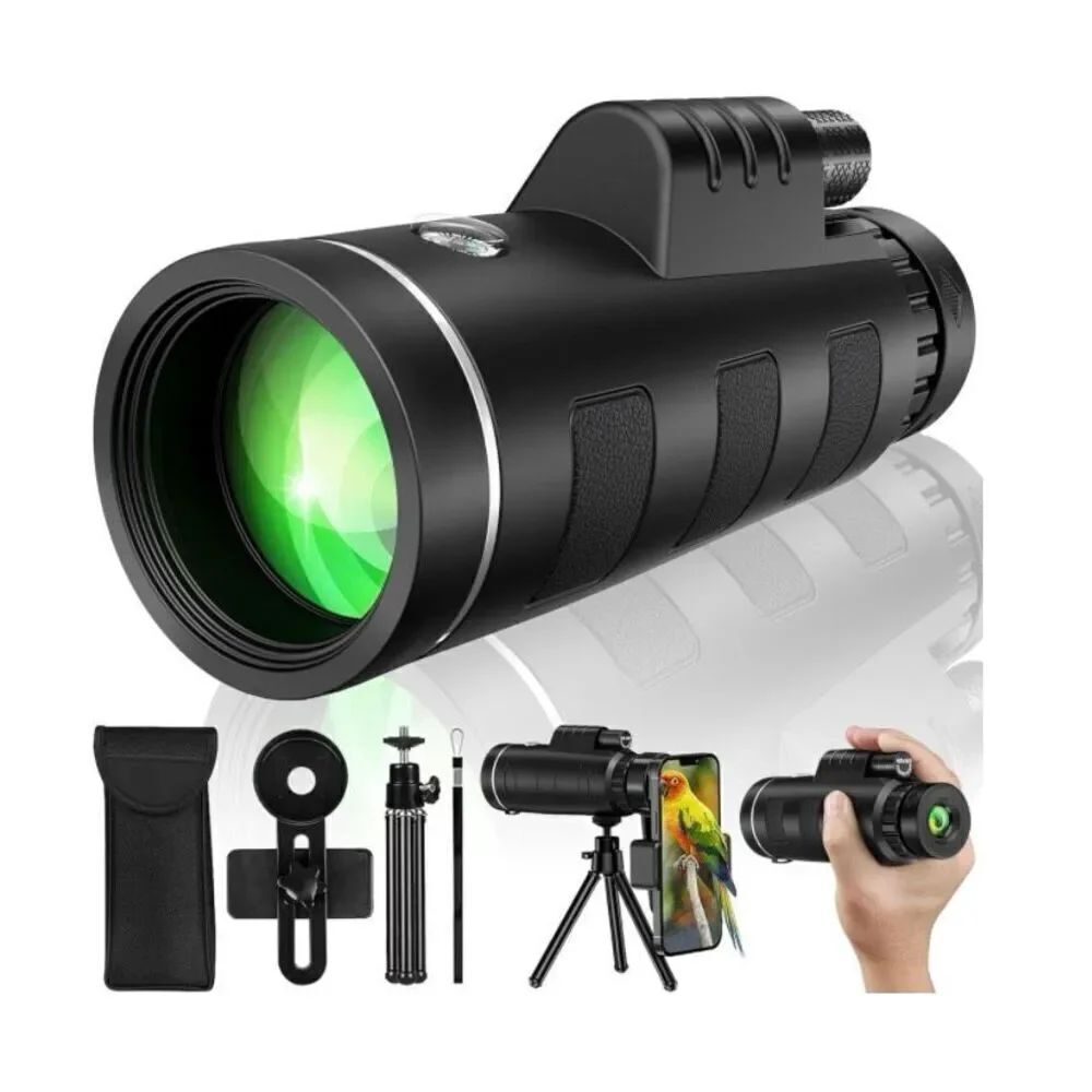 40x60 Monocular Telescope with Smartphone Adapter, High Powered BAK4 Prism FMC